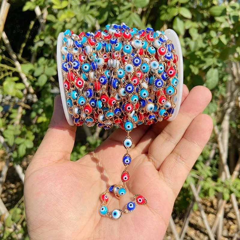 Miniaturbild: 0.5-1Meter Fashion Evil Eye Beads Chain Flower Butterfly Shape Pearl Bead Chain