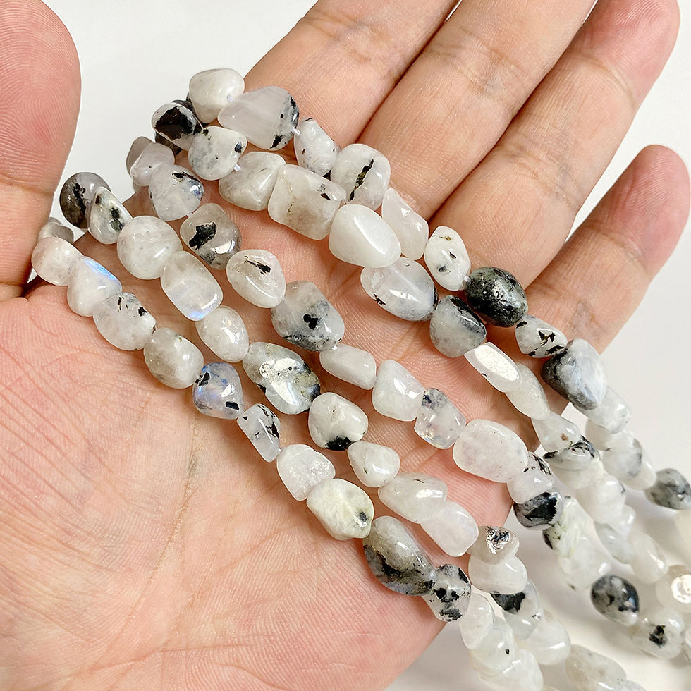 Thumbnail: 8–12mm Irregular Natural Stone Beads – Moonstone, Fluorite, Quartz for DIY