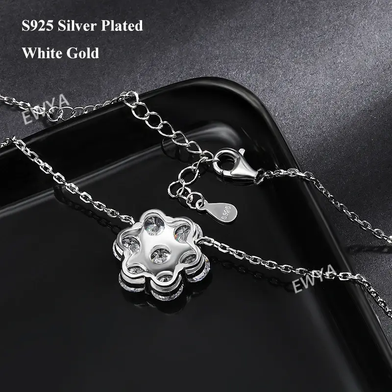 Miniatura: 7-Stone Full 5mm D Color Moissanite Pendant Necklace for Women S925 Silver 3.5ct