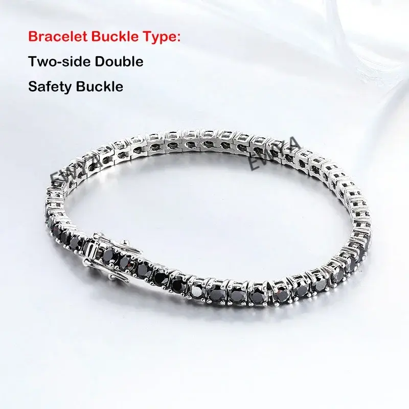 Thumbnail: GRA Certified Real 3/4/5/6.5MM Full Black Moissanite Tennis Necklace for Women M