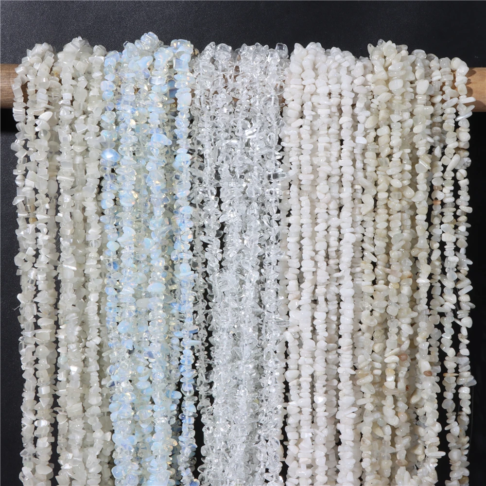 5-8Mm Natural Blue Moonstone Beads White Cat Eye Crystals Opal Stone Chips Bead 