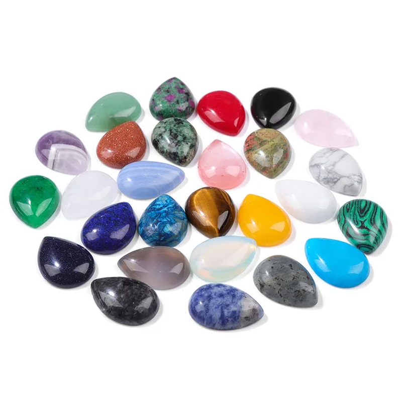 Miniaturbild: 10Pcs Natural Waterdrop Stone Cabochon Beads Semi-Flat Teardrop Cameo Beads 