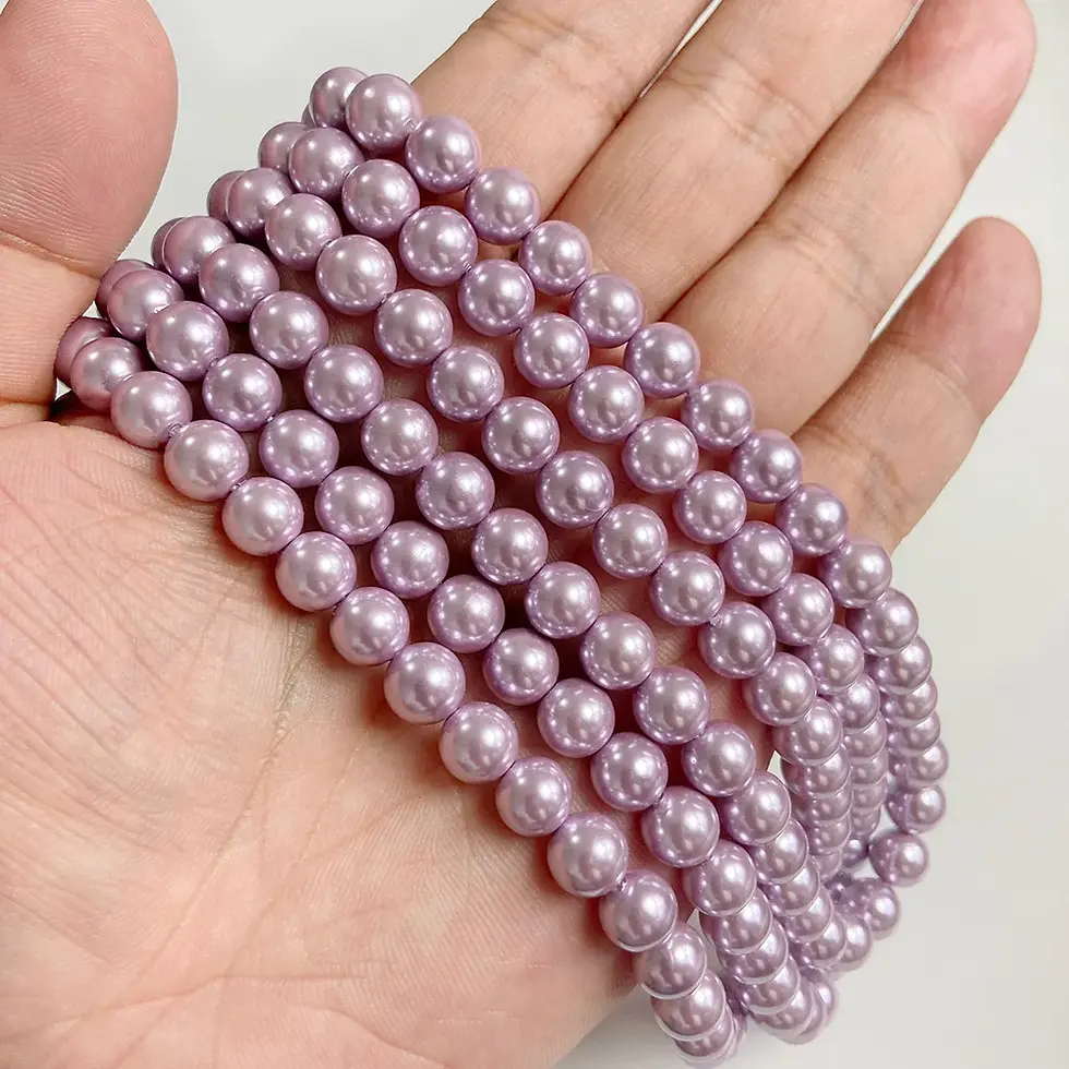 Miniatura: 6/8/10MM Round Shell Pearl Bead Colorful Imitation Pearls Loose Spacer Beads 