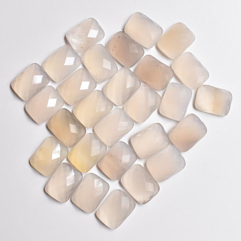 Miniaturbild: Wholesale 30pcs natural stone mixed rectangle CABOCHON faceted beads 12x16mm 