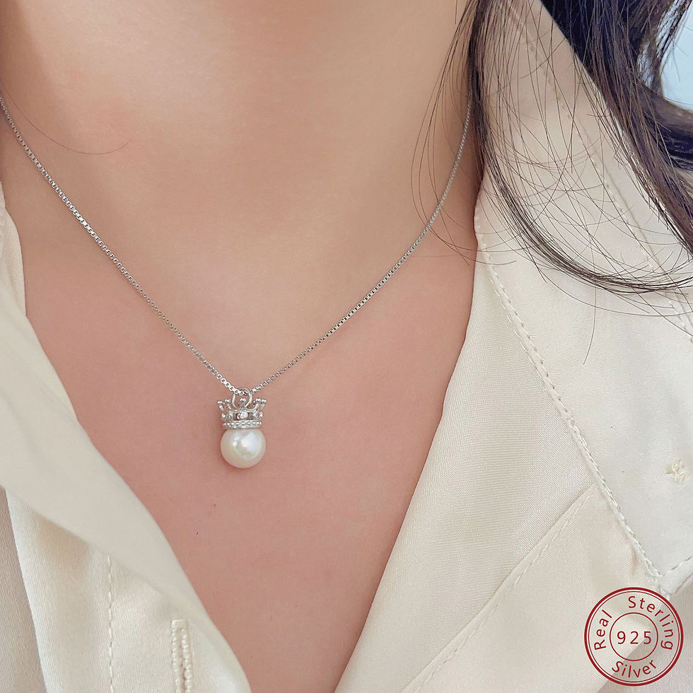 Miniaturbild: 925 sterling silver crown pearl necklace high-quality jewelry for women