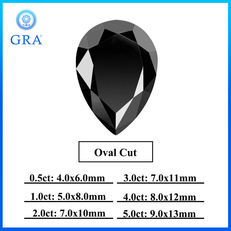 Miniatura: Black Moissanite Stones with GRA Certificate 0.5-5.0ct Round/Pear/Oval/Emerald