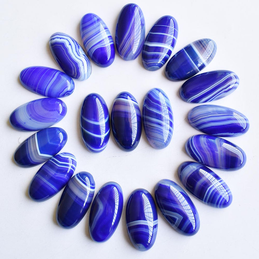 Miniatura: Wholesale 20pcs Natural stripe onyx mixed oval cabochon for jewelry 15x30mm 