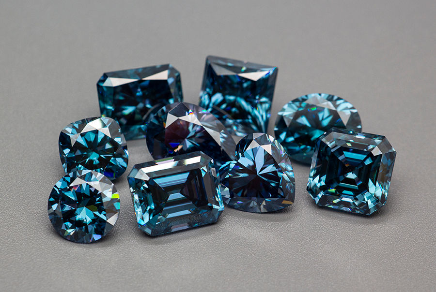 Miniaturbild: Top Sapphire Blue Moissanite Loose Stones Asscher Cut VVS1 Pass Diamond Test GRA