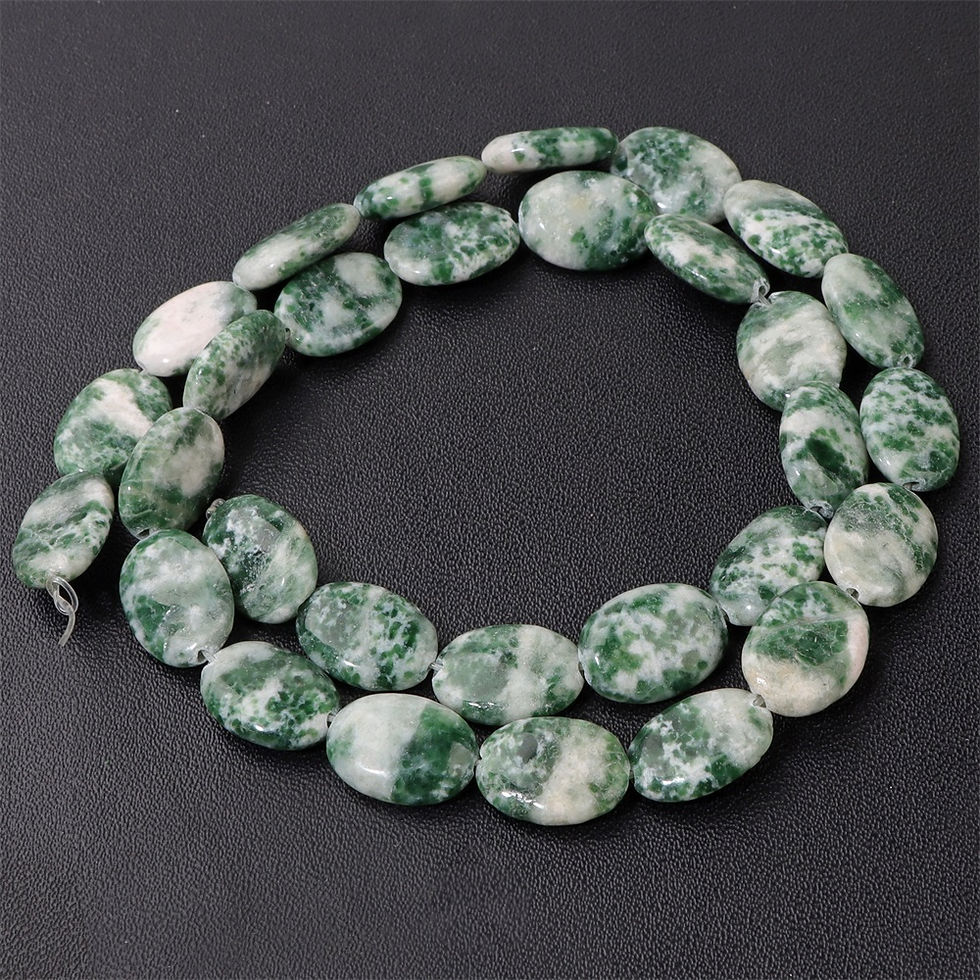 الصورة المصغرة: 10x15mm Natural Stone Flat Oval Beads – Amazonite, Rose Quartz, Amethyst
