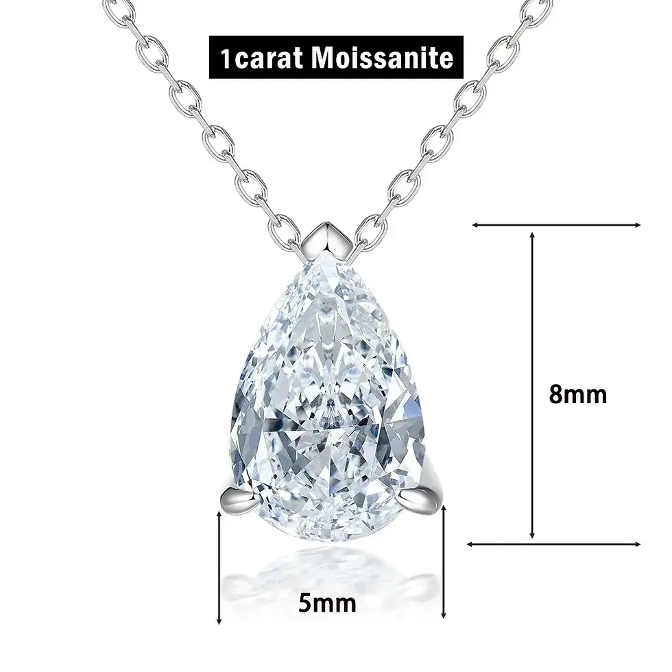Miniaturbild: 1-4Carat Pear Cut Moissanite Solitaire Diamond Pendant Necklace with Certificate