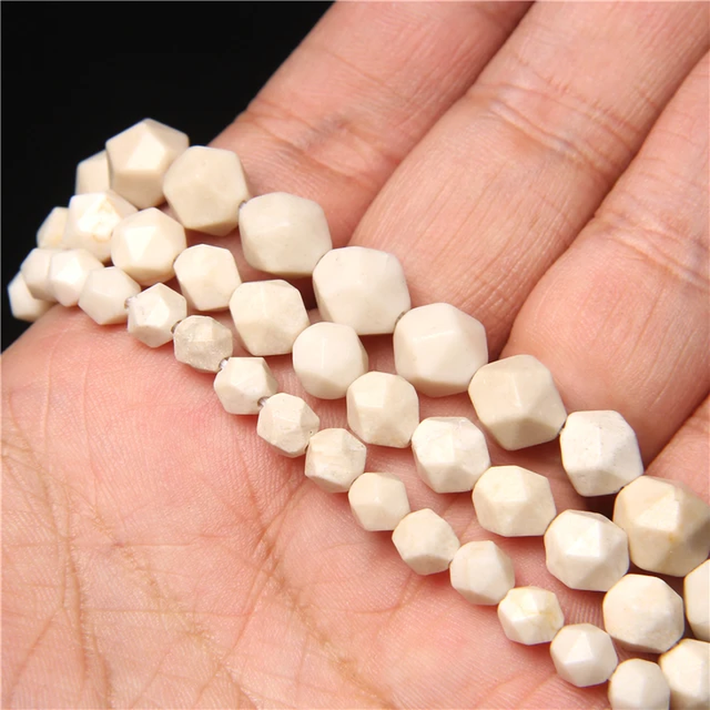 Miniatura: Natural White Faceted Stone Bead Jades Agates Quartz Loose Spacer Beads 6/8/10Mm