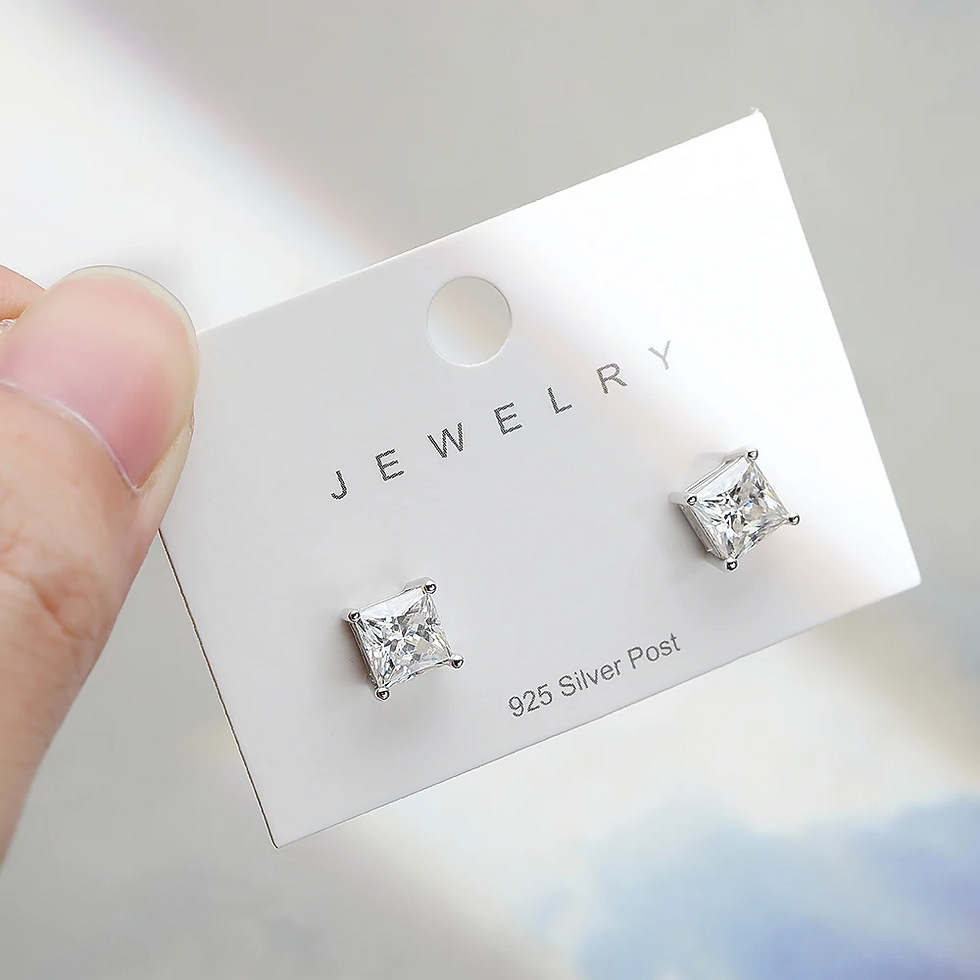 Miniatura: Real 1 Carat Princess Cut Moissanite Diamond Stud Earrings for Women Party Fine 