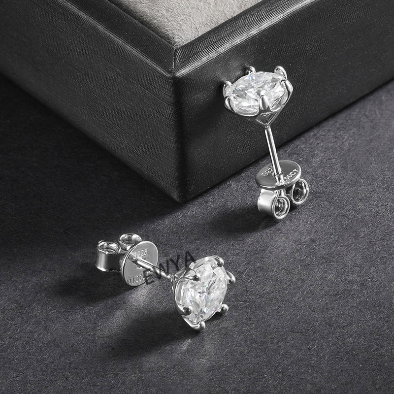 الصورة المصغرة: 0.5-2ct Moissanite Screw Stud Earrings D Color 925 Sterling Silver 6 Prong Diamo
