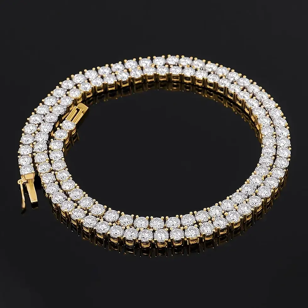 Miniature : Moissanite Tennis Necklace With certificate For Women Men 925 Sterling Silver