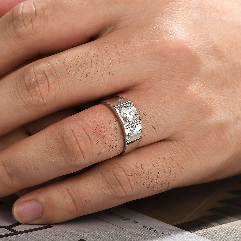 Miniaturbild: Moissanite Rings for Men 925 Sterling Silver Solitaire Round 1.0 Ct Diamond Ring
