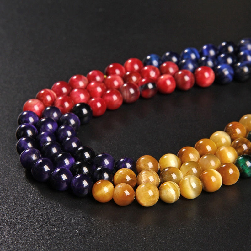Miniaturbild: Natural Multicolor Tiger Eye Round Beads 19cm Strand 6 8 10MM For Jewelry Making