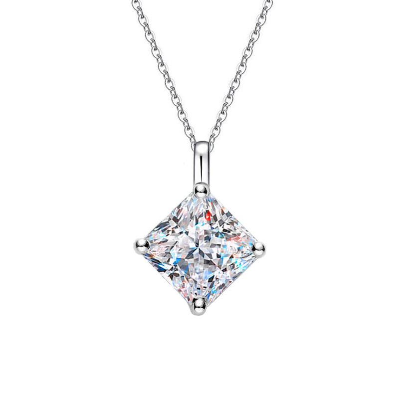 Thumbnail: 1.2ct Princess Cut Moissanite Pendant Necklace for Women Party Fine Jewelry 925 