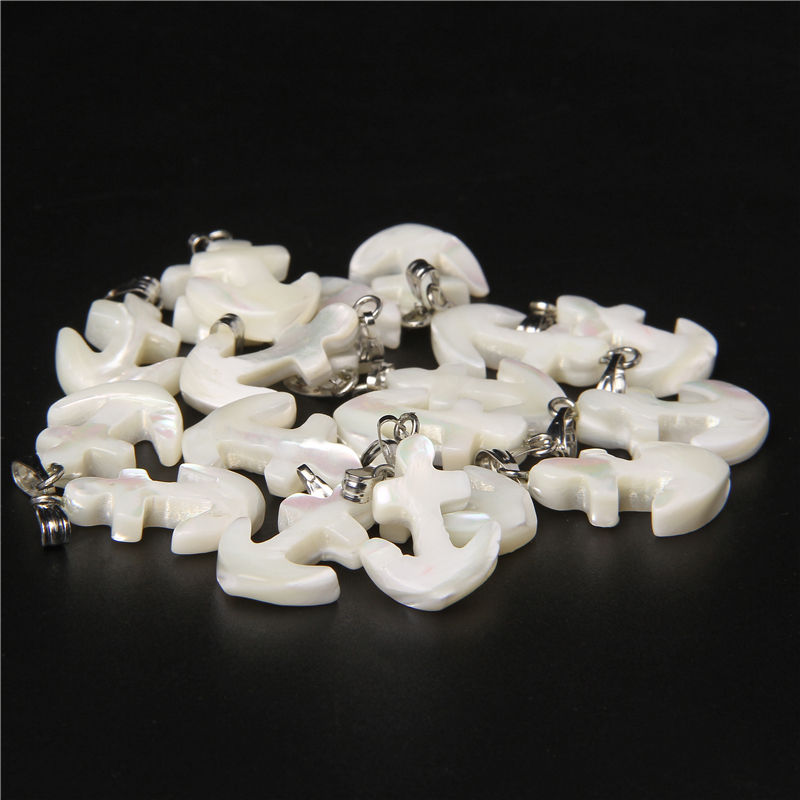 Miniaturbild: Anchor Shape White Shell Bead Charms Natural Mother of Pearl Shell Pendant 