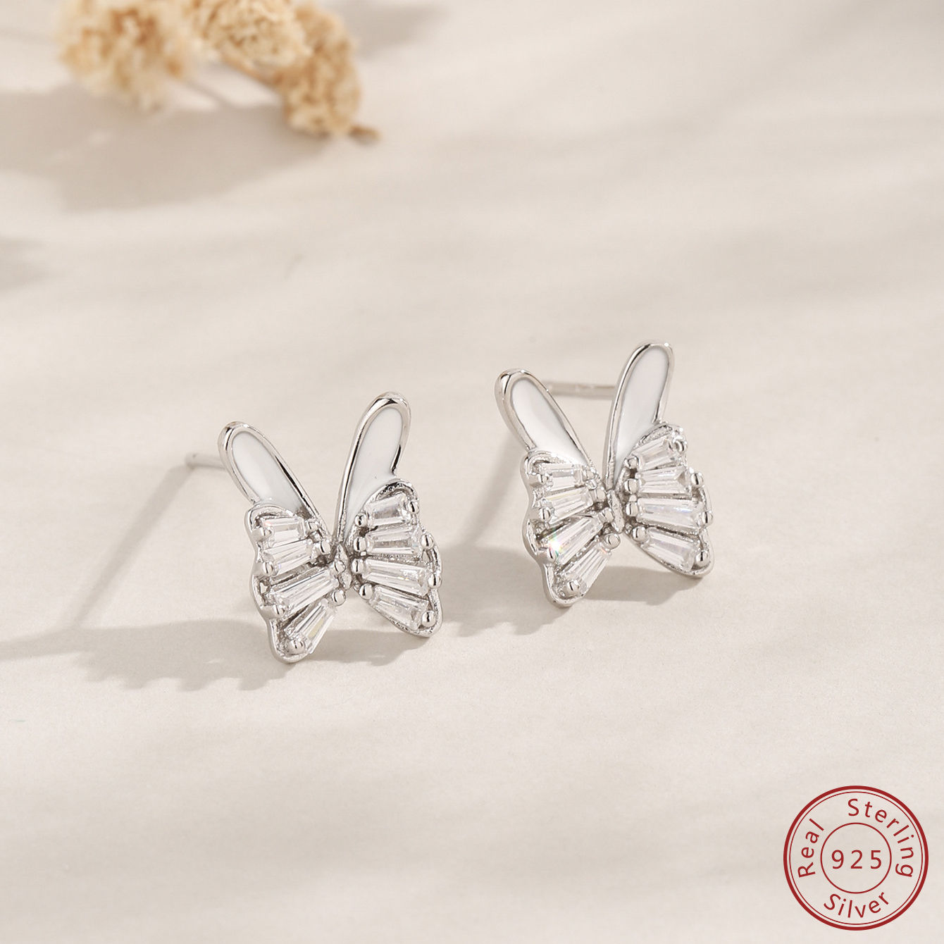 925 sterling silver Simplicity butterfly earrings  Zircon Women's Earrings