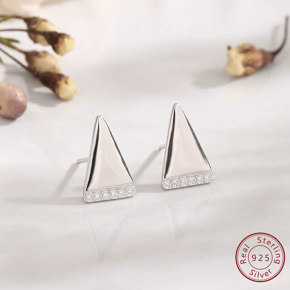 925 Sterling Silver Triangle Zircon Earrings Fashion Trend Creative Earrings for