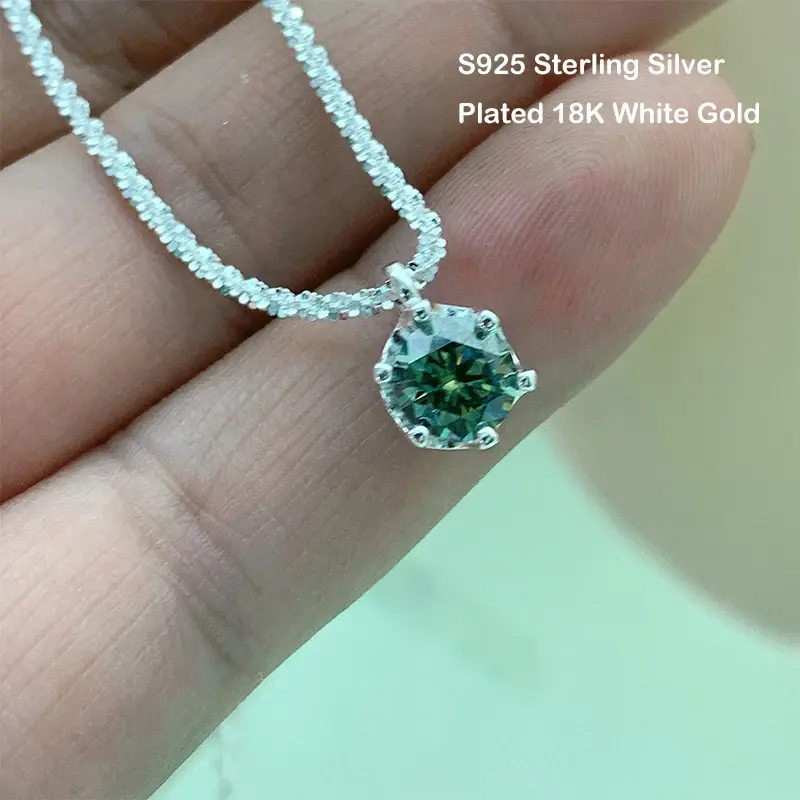 Miniaturbild: Sparkling Real 1CT 6.5mm Colored Moissanite Tennis Necklace for Women S925 Silve