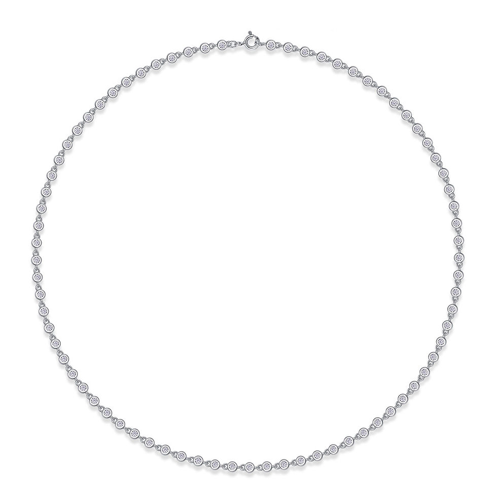 Miniature : Gra Certified 3mm Round Bezel Moissanite Tennis Necklace for Women 925 Silver
