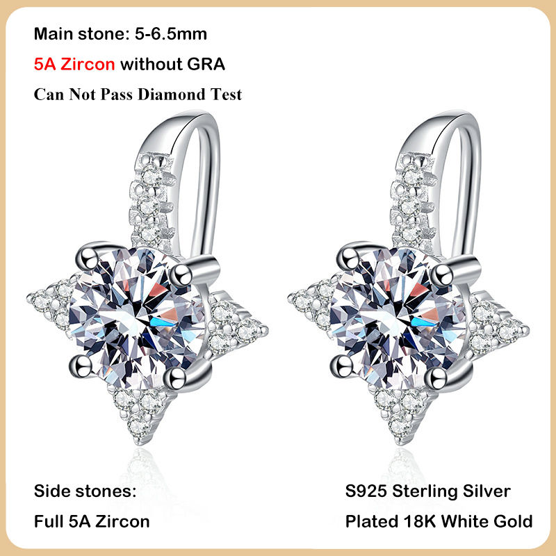 Miniature : Trendy D Color 0.5-1CT Moissanite Stud Earrings For Women S925 Sterling Sil