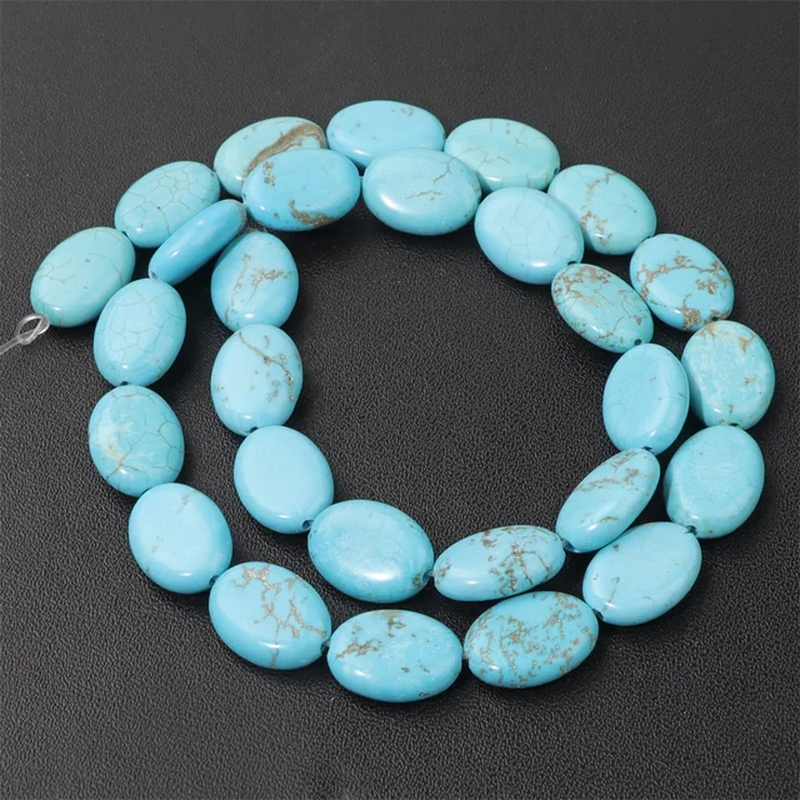 Miniaturbild: 10X15Mm Natural Blue Jaspers Stone Beads Flat Oval Green Aventurines Beads 