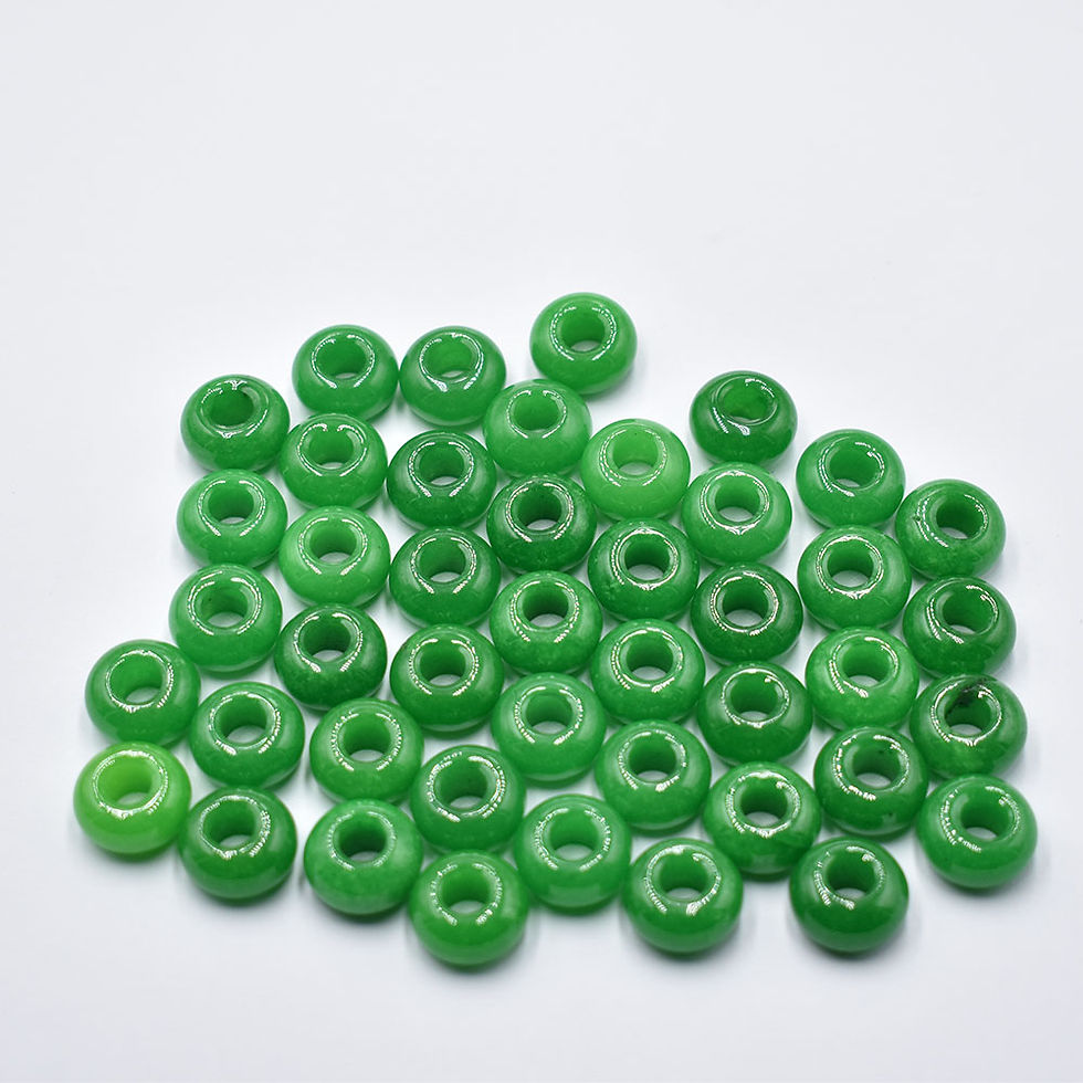 Miniaturbild: Natural green stone round shape big hole beads for Bracelet 50pcs wholesale 