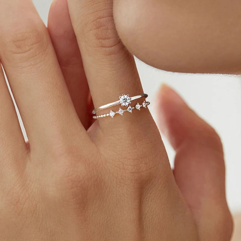 Thumbnail: Moissanite Diamond Rings Set for Women 925 Sterling Silver Luxury Wedding Ring