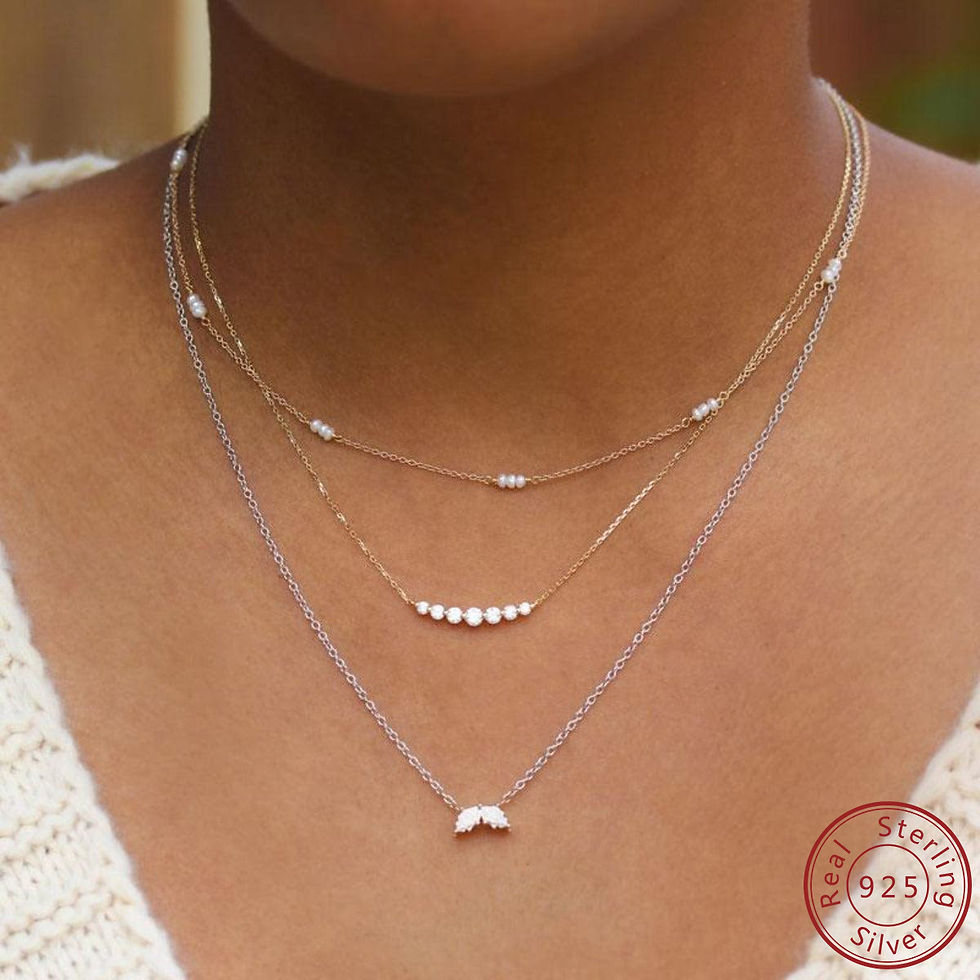 Thumbnail: 100% 925 Sterling Silver New Fashion Women's Zircon Gold Plated Necklace