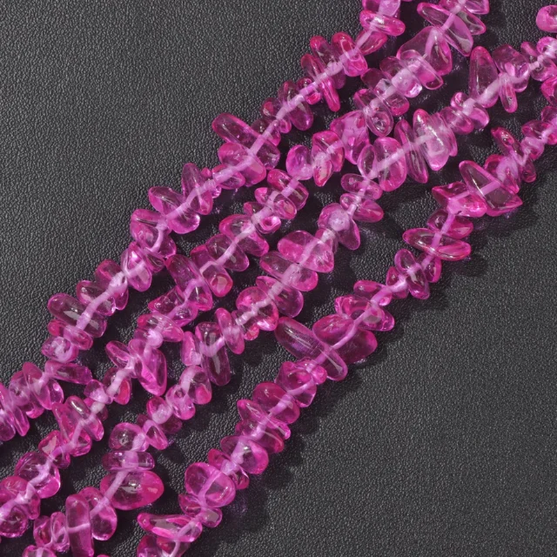 Thumbnail: 5-8MM Colorful Irregular Glass Beads Dyed Transparent Uncut Crystal Chips Beads 