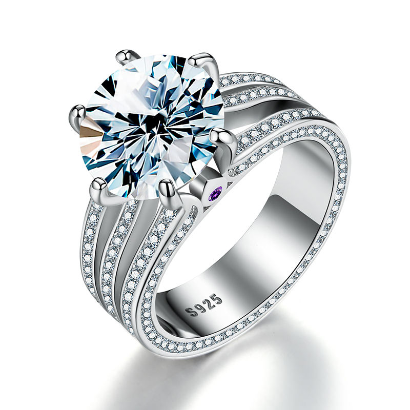 Miniaturbild: Certified 5CT Big Moissanite Diamond Wedding Rings for Women 925 Sterling Silver