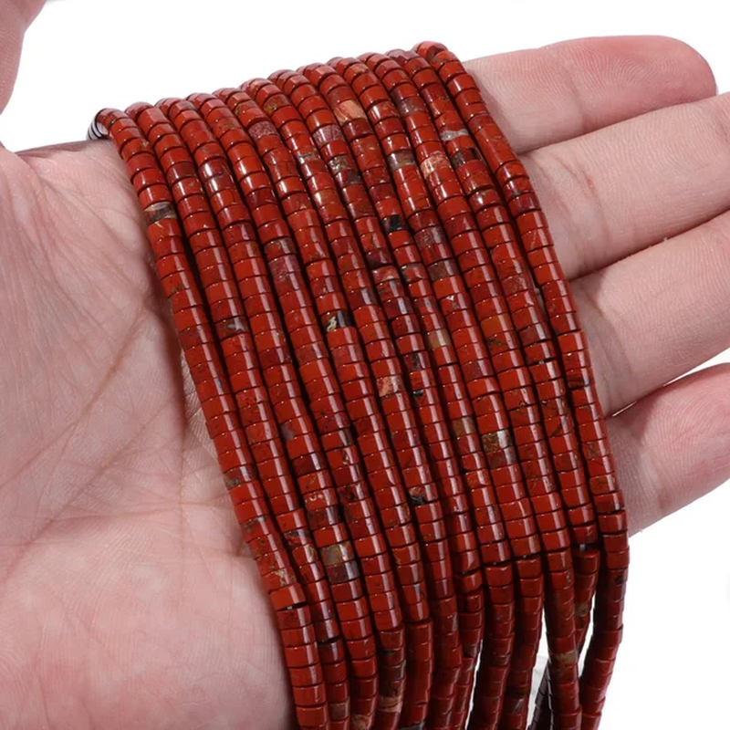 Miniaturbild: Pink Stone Bead Natural Rose Quartz Jade Jasper Rondelle Shape Loose Beads 2X4Mm