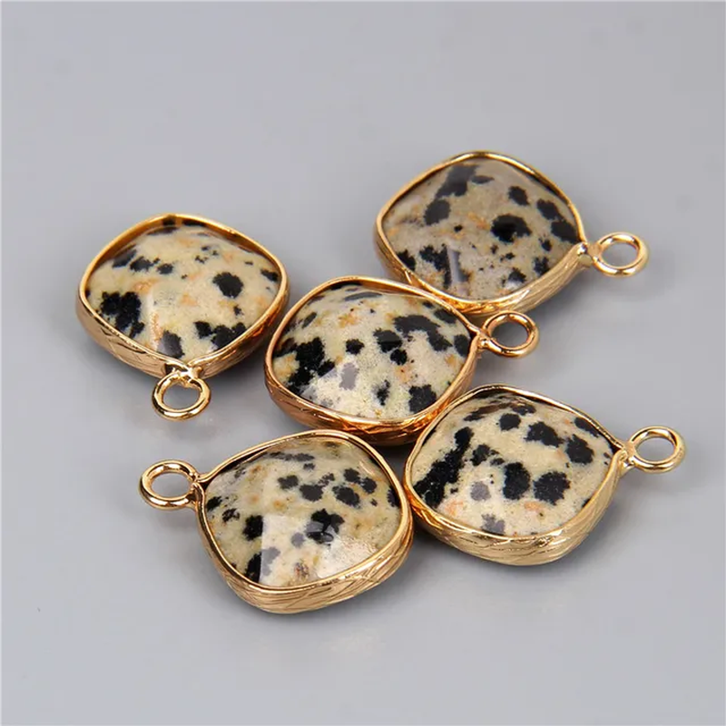 Miniatura: 14MM Natural Stone Connector Pendant Agat Quartzs Rhombus Shape Faceted Charms f