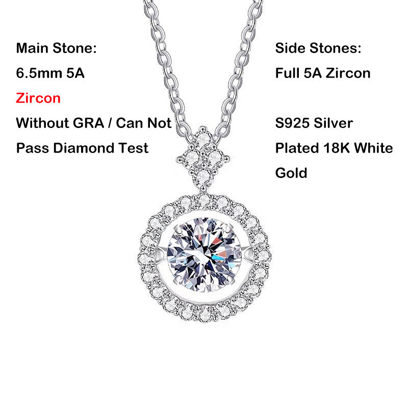 الصورة المصغرة: 925 Sterling Silver 1ct D VVS1 Diamond with GRA Moissanite Beating Heart Pendant