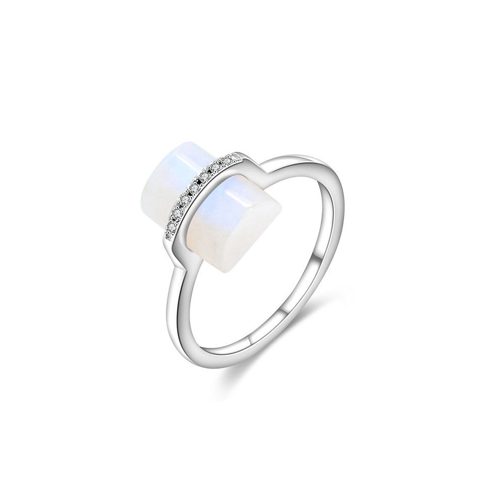 Miniatura: Geometric Moonstone Ring Hot Selling 925 Silver Versatile Ring Fashion Trendy
