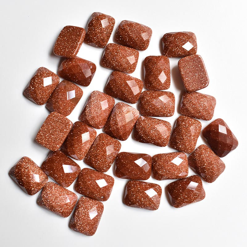 Miniaturbild: Wholesale 30pcs natural stone mixed rectangle CABOCHON faceted beads 12x16mm 