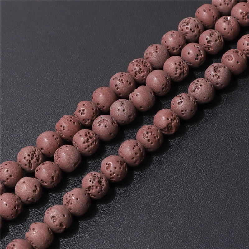 Miniatura: Natural Volcanic Lava Stone Beads 6 8 10Mm Round Lavas Rock Bead for Jewelry 15"