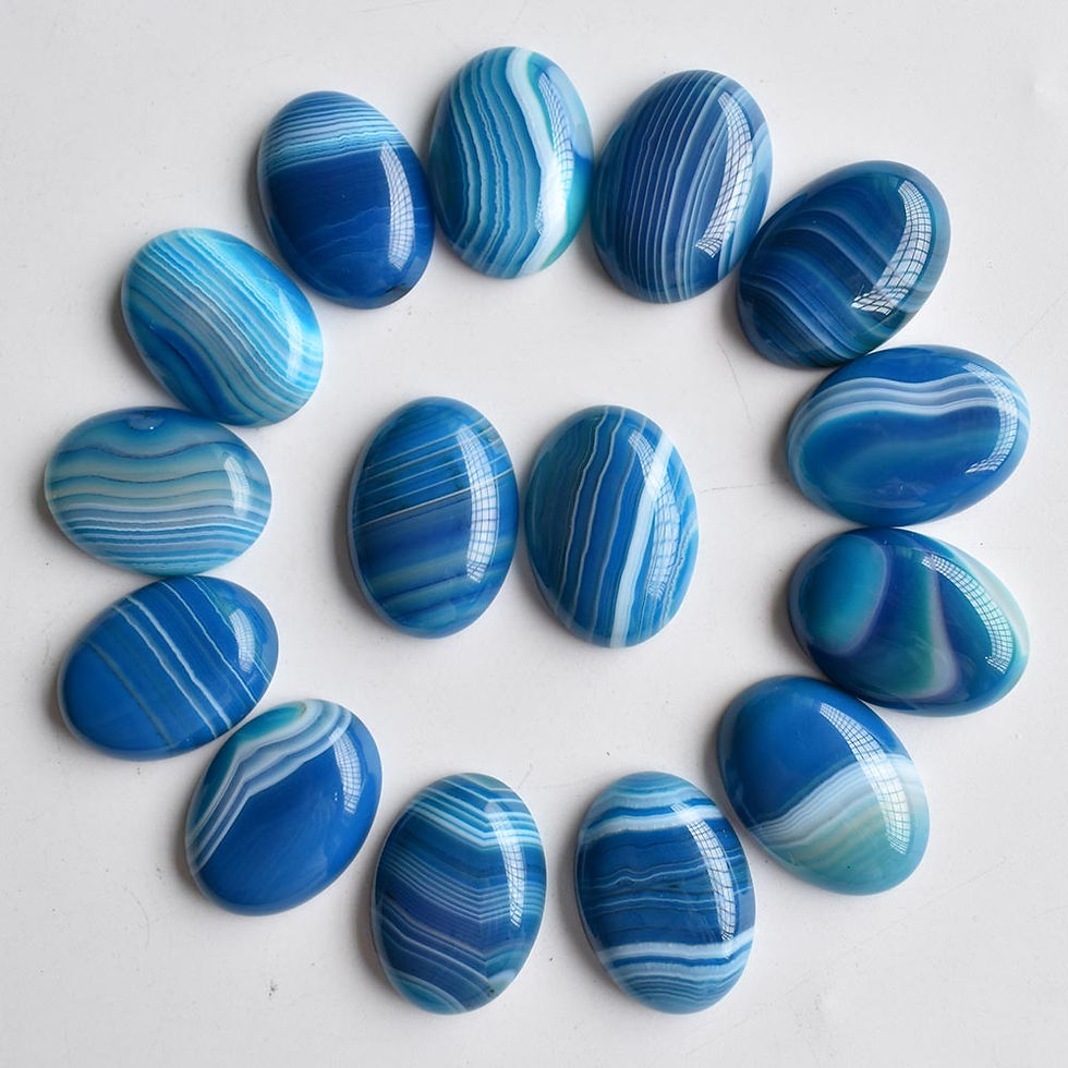Thumbnail: Natural strip agate oval CABOCHON for jewelry making 18x25mm Wholesale 20pc/lt 