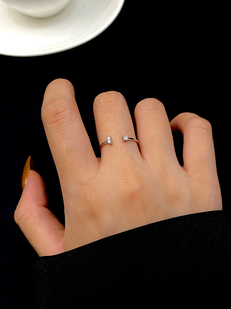 Miniaturbild: Small Zircon Simple Adjustable Rings for Women Original 925 Sterling Silver