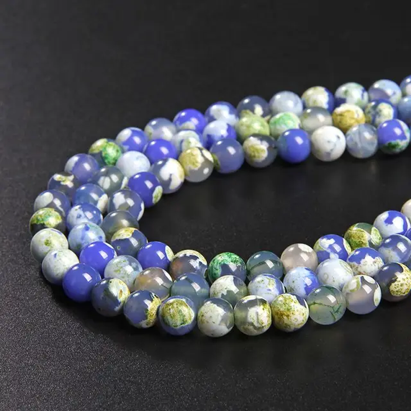 Miniaturbild: Natural Stone Fire Dragon Veins Agates Beads Round Loose Bead for Jewelry Making