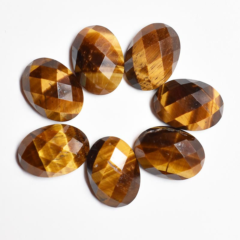 Miniaturbild: Wholesale 30pcs natural stone mixed oval CABOCHON faceted beads 13x18mm 