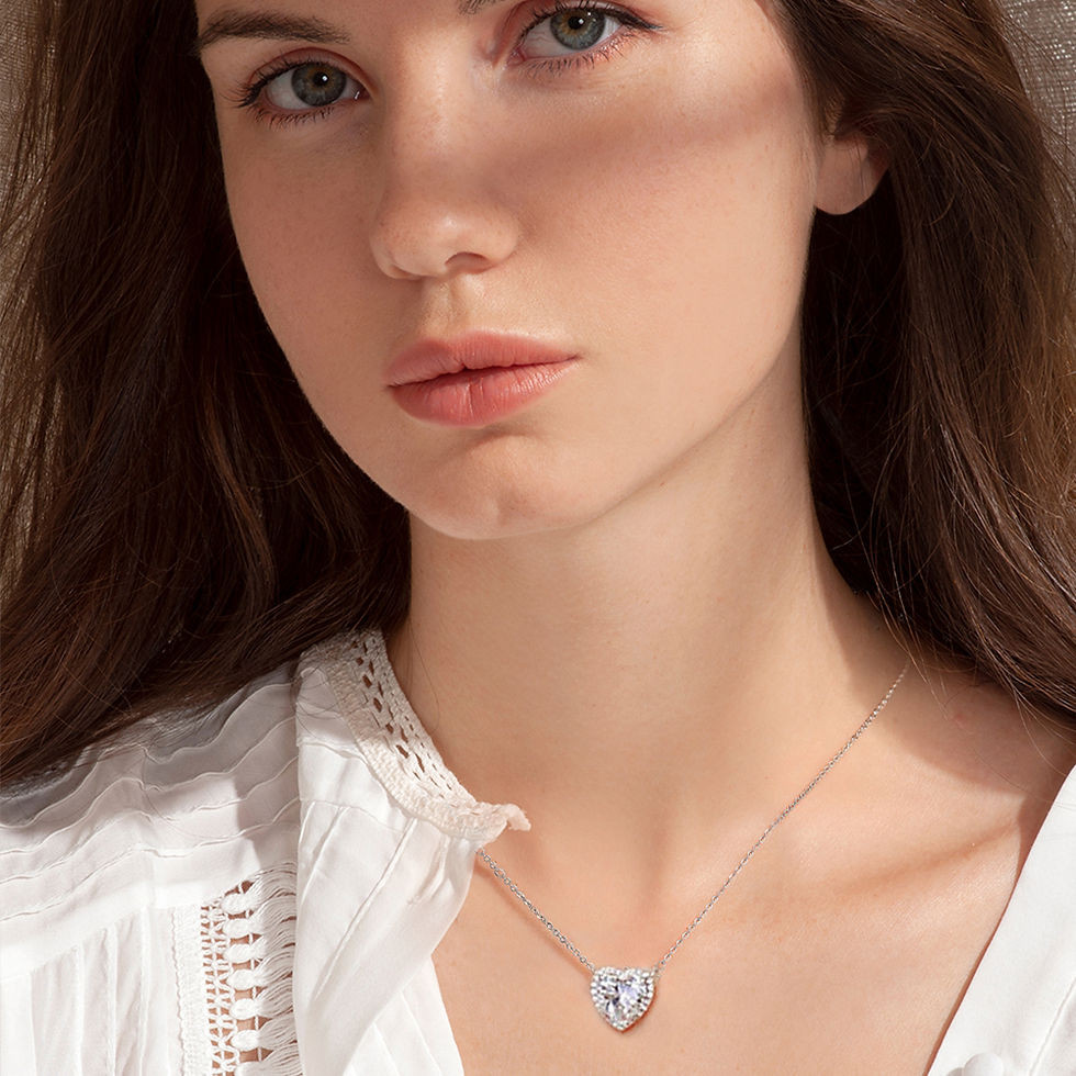 الصورة المصغرة: 1-4CT Moissanite Pendant Necklace with Gra Certificates Heart Cut Halo Diamond