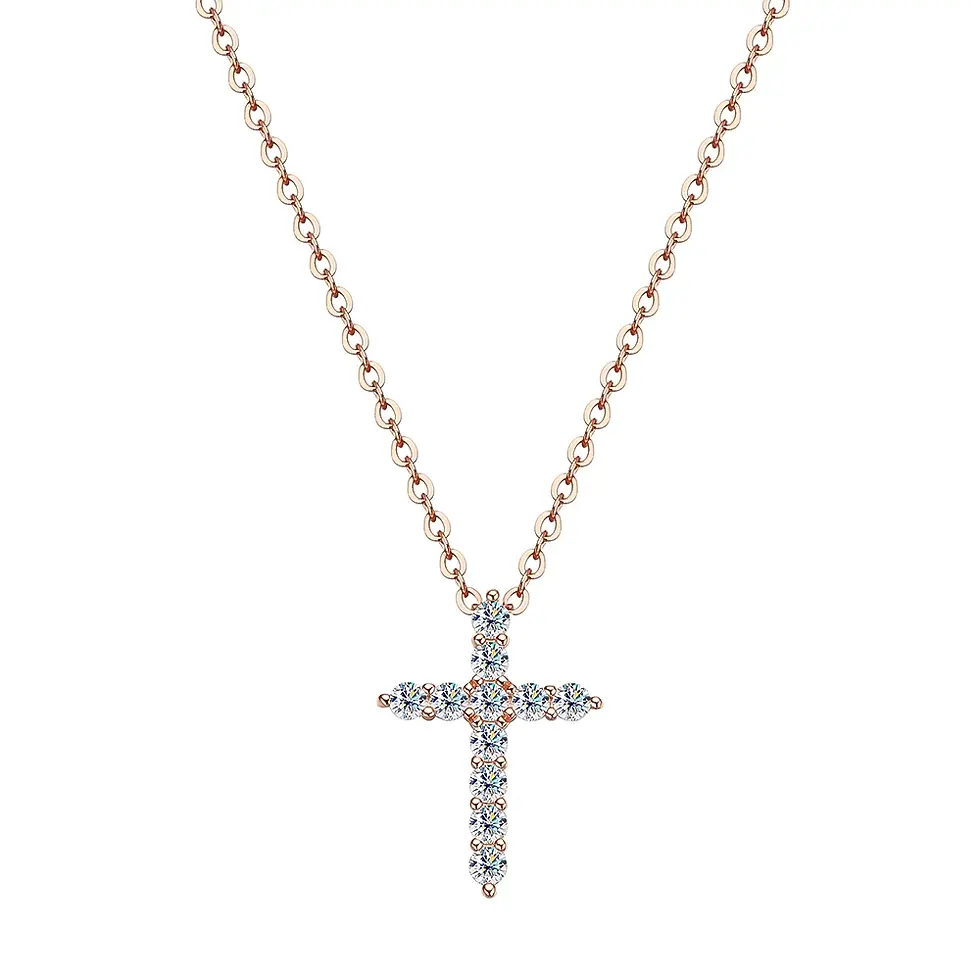 Thumbnail: Real Moissanite Jesus Cross Pendant Necklace for Women 925 Sterling Silver 2.5 3