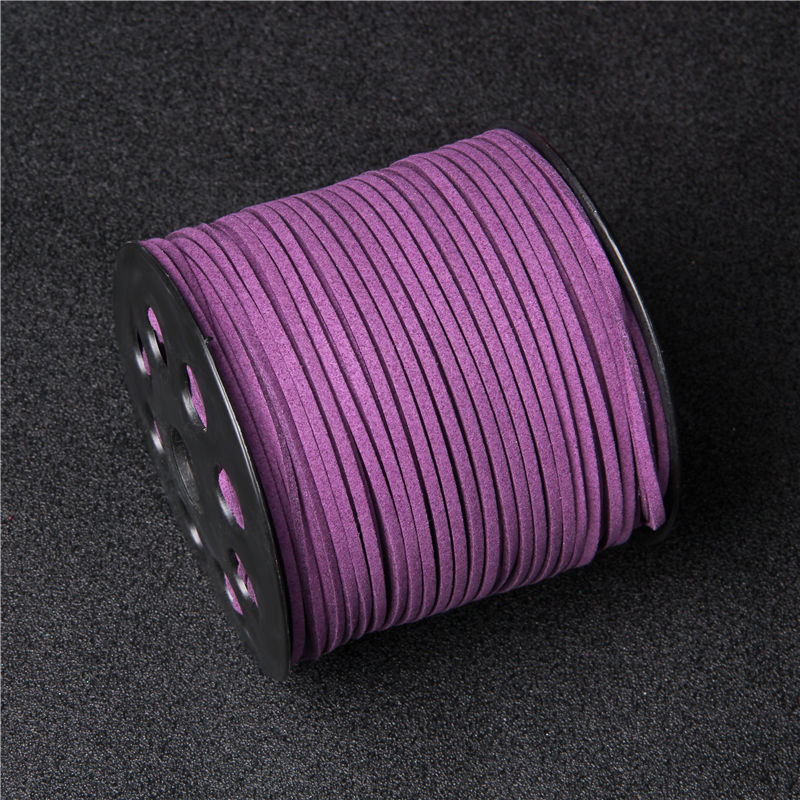 Miniatura: 100m/lot 2x1mm Flat Faux Braided Cord Korean Velvet Leather Thread String Rope 