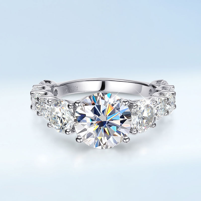 الصورة المصغرة: Sparkling 3pcs 9.8cttw D Color Full Moissanite Row Ring Set For Women S925