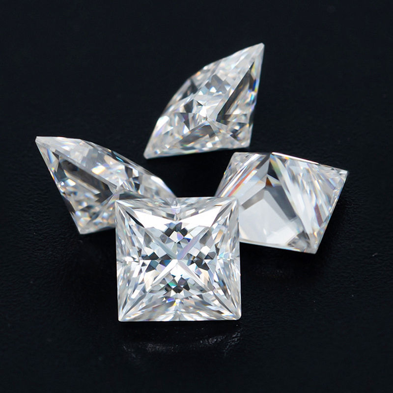 Miniaturbild: Real D Color Princess Cut Moissanite Diamonds with Certificate VVS1 Loose Gem