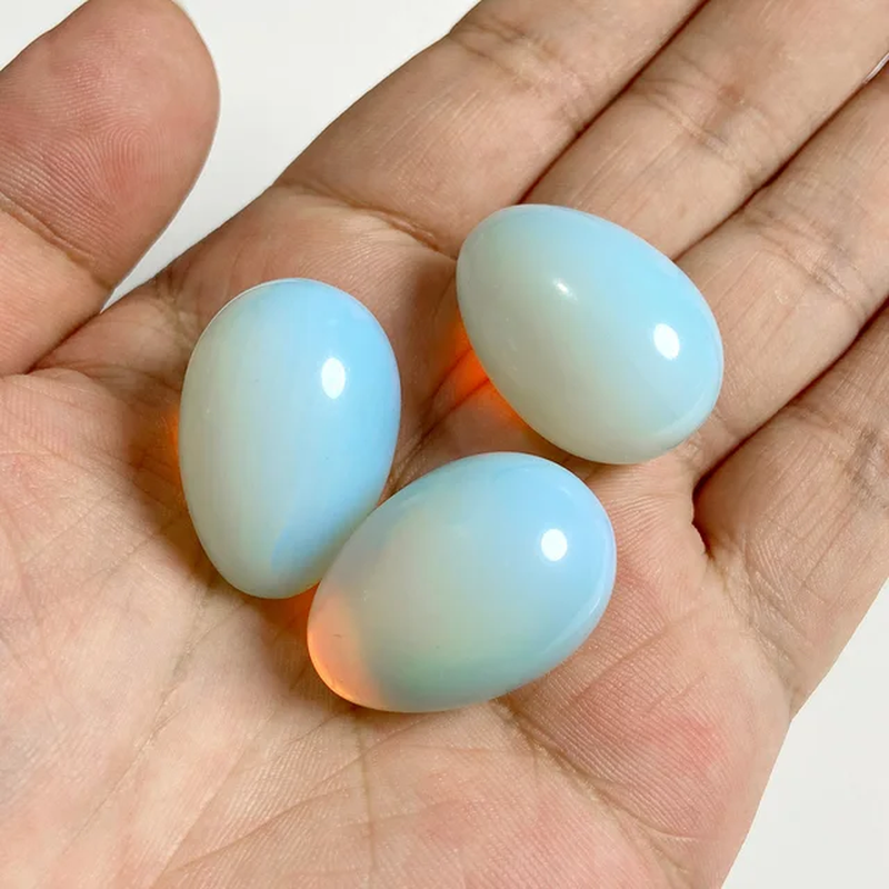 الصورة المصغرة: 20X30Mm Natural Egg Shape Stone Ornament Opal Quartzs Power Minerals Decoration 