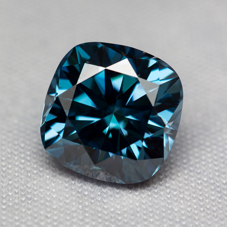 Miniature : Top Sapphire Blue Moissanite Stone Loose Gemstones Cushion Cut VVS1 Pass Diamond